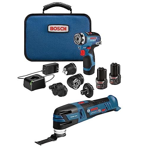 Bosch GXL12V-270B22: 12V Max 2-Tool Combo Kit with Chameleon Drill/Driver Featuring 5-in-1 Flexiclick® System and Starlock® Oscillating Multi-Tool