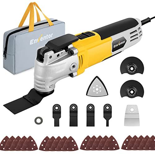 Enventor Oscillating Multi Tools: 300W 15000-22000 OPM Electric Corded Multi Tool, 6 Variable Speeds, 3°Oscillation Angle, Quick-fit Blade Design, with 28pcs Accessories for Cutting, Sanding, Scraping